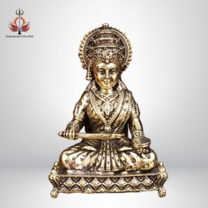 3” Brass Intricately Carved Annapurna Devi Idol