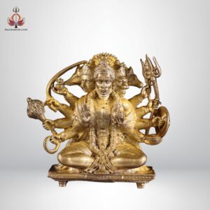 2.5” Pure Bronze Panchaloha Sitting Panchmukhi Hanuman Idol